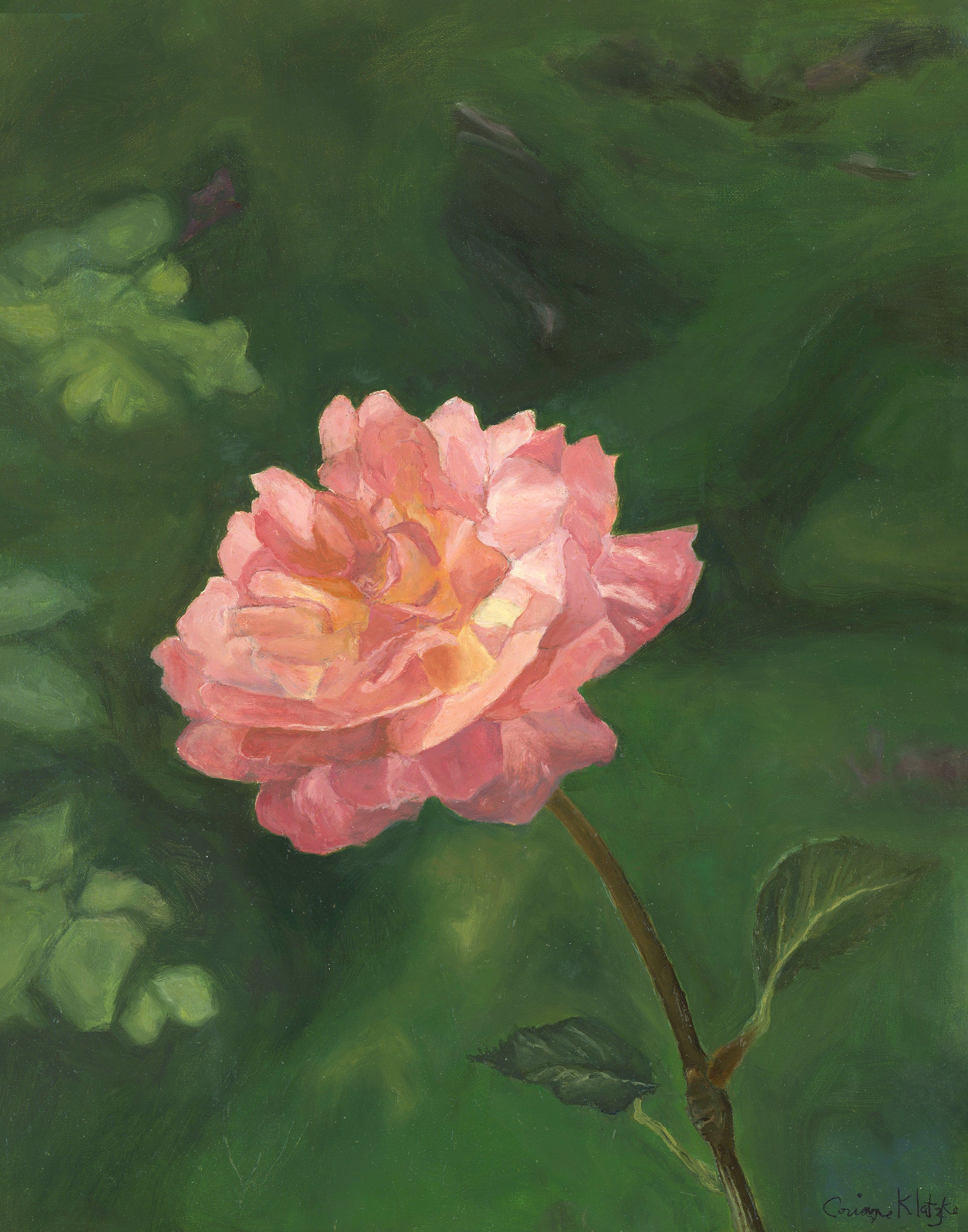 A Rose Alone Fine Art Painting - Nature Canvas Wall Art | InsideLight The Art of Corinne Klatzko - Minneapolis Portrait Artist & Fine Art Painter